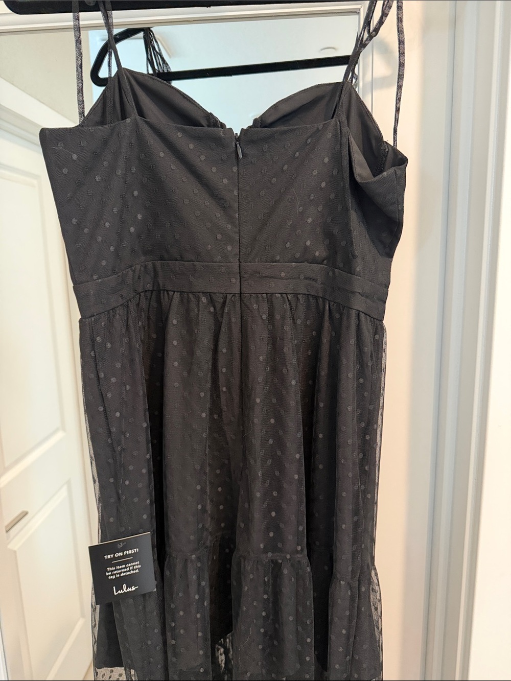 Lulu's Black Tiered Dot Mesh Maxi Dress